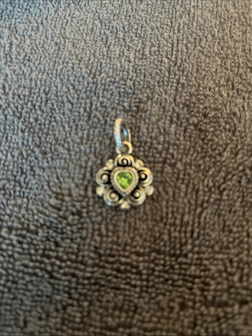 Brighton Silver Pendant Charm with Green August Gemstone